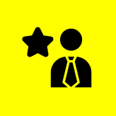 A star and a person wearing a tie.