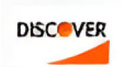 Discover card logo with orange circle.